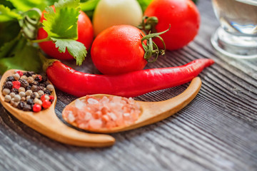 Ingredients for vegetable rustic salad
