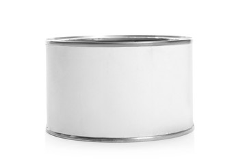 Paint can on white background