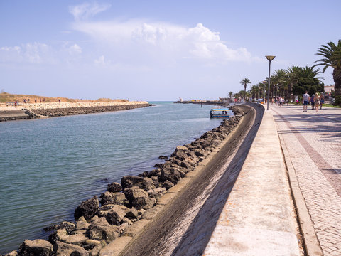 PORTIMAO, PORTUGAL - AUGUST 25, 2016: Arade River Promenade