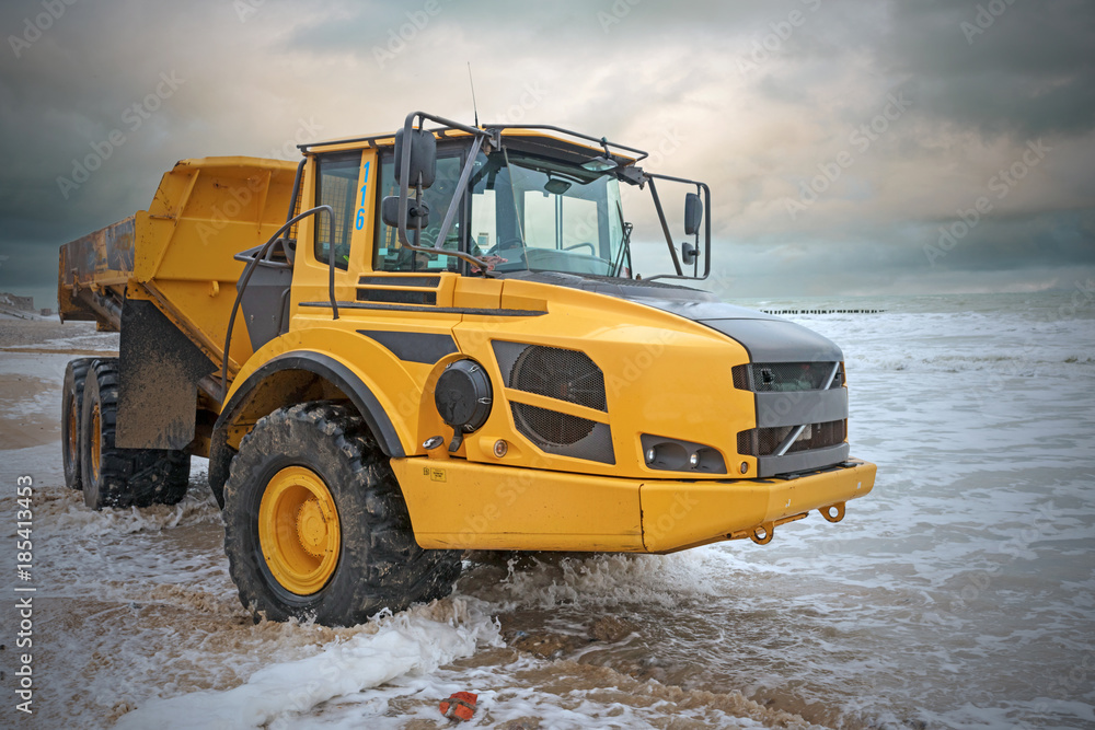 Poster camion de chantier en gros plan