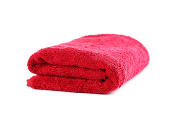 Red towel isolated on a white background