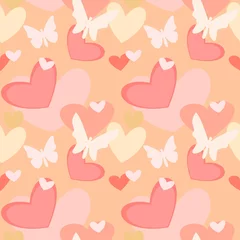 Fototapeten seamless pattern of hearts and butterflies, valentine's day © Oleksandr