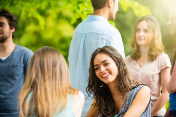 Group of young people having fun outside