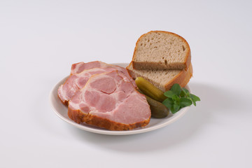 smoked pork neck with bread