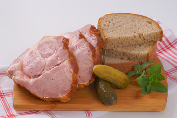 smoked pork neck with bread