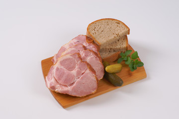 smoked pork neck with bread