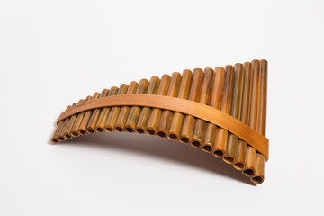 Wooden Pan Flute Isolated on white  © papii