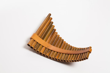 Wooden Pan Flute Isolated on white  © papii