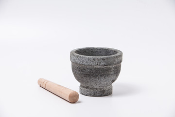 Stone mortar isolated on white background