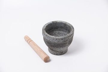 Stone mortar isolated on white background
