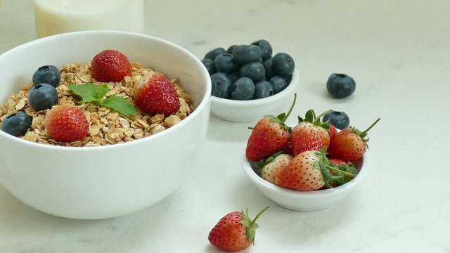 Breakfast with muesli and berries
