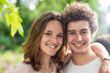 Obraz premium During a party, Portrait of a young couple looking at camera