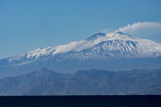 Landscape of ETNA MOUNT WITH SNOW