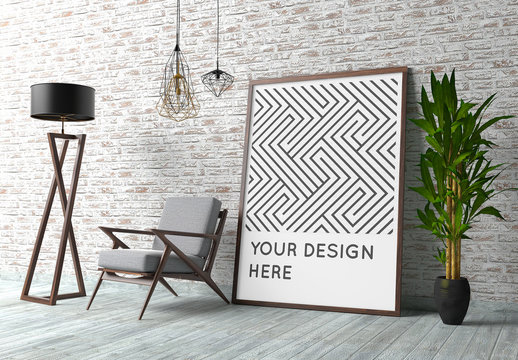 Poster Mockup with Contemporary Interior