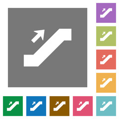 Escalator up sign square flat icons