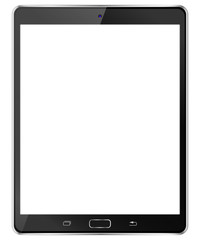 Tablet computer front view isolated in a white background