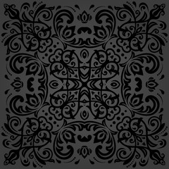 Elegant dark ornament in classic style. Abstract traditional pattern with oriental elements, Classic vintage pattern