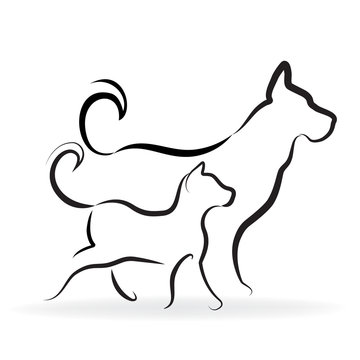 Cat and dog silhouette logo