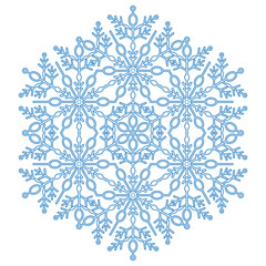 Round snowflake. Abstract winter ornament. Fine snowflake