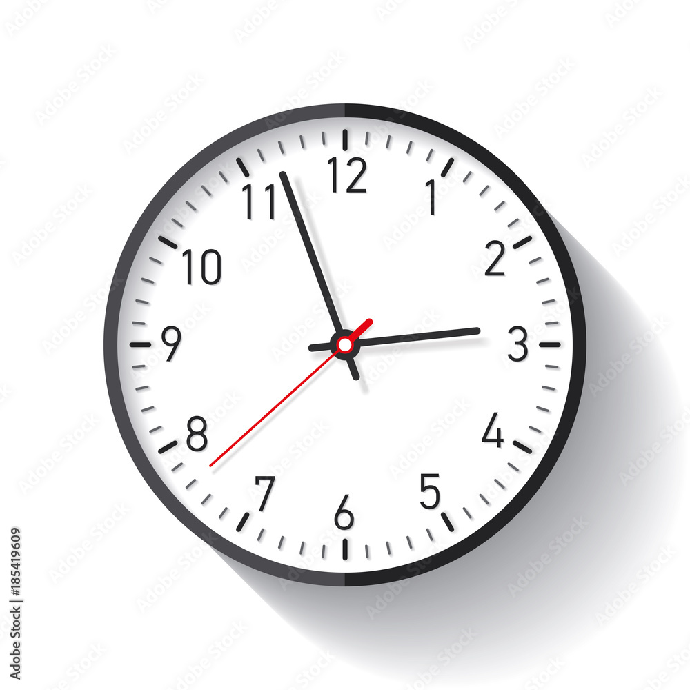 Poster clock icon in flat style, timer on white background. business watch. vector design element for you p