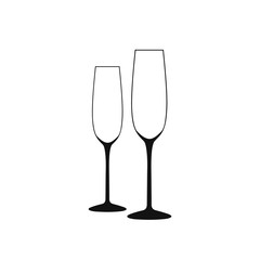 Wine Glass. Vector of Wine Glass. A long, empty black-and-white glasses.