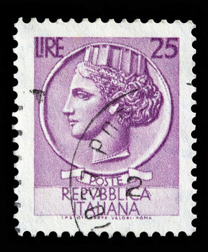 Italy postage stamp 25 Lire Turrita serie