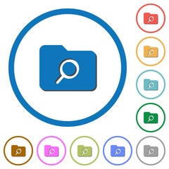 Folder search icons with shadows and outlines