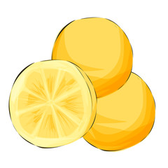 Lemons, food illustration, isolated on white background, vector cartoon