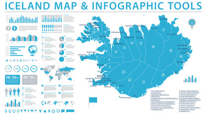 Naklejka premium Iceland Map - Info Graphic Vector Illustration