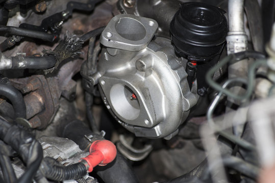 New turbo charger installed  selective focus