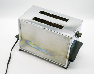 Classic chrome toaster isolated on white