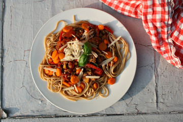 organisch, lifestyle, country, foodie, werbetafel, pasta, bolognese, modern, neu, landleben