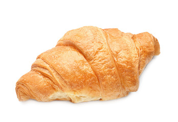 Delicious croissant on white background