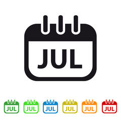 July Calendar Icon -  Colorful Vector symbol