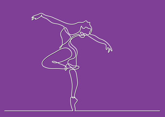 Fototapeta na wymiar continuous line drawing of woman ballet dancer