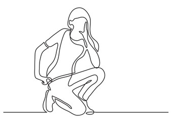 continuous line drawing of young confident woman posing