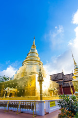 Naklejka premium Wat Phra Singh temple is located in the western part of the old city center of Chiang Mai, Thailand.