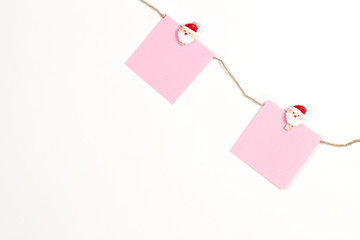 Snowman ,Santa , Pine tree and etc. model in christmas eve and happy new year concept on white background included copyspace for add text or graphic