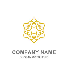 Beauty Spa Yoga Gold Flower Ornament Logo Vector