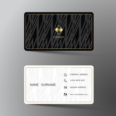 Modern business card template design. With inspiration from the abstract. Contact card for company. Two sided black and white on the gray background. Vector illustration. 
