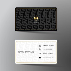 Modern business card template design. With inspiration from the abstract. Contact card for company. Two sided black and white on the gray background. Vector illustration. 