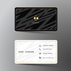 Modern business card template design. With inspiration from the abstract. Contact card for company. Two sided black and white on the gray background. Vector illustration. 