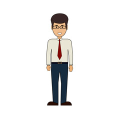 Cartoon Business Man Standing Businessman Isolated On White Background Vector Illustration