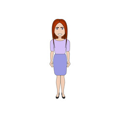Cartoon Business Woman Standing Isolated On White Background Businesswoman Figure Vector Illustration