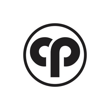 initial letter cp in a circle logo vector