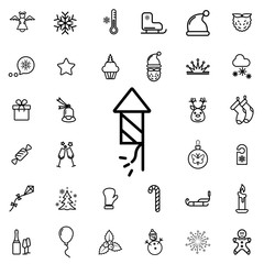 firework. winter, celebration, christmas line icon set