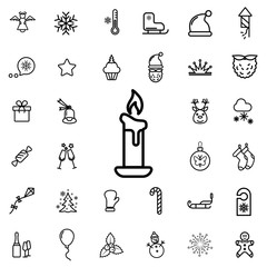 Candle. winter, celebration, christmas line icon set