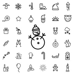 snowman. winter, celebration, christmas line icon set