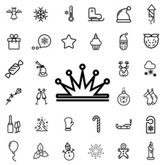 crown. winter, celebration, christmas line icon set