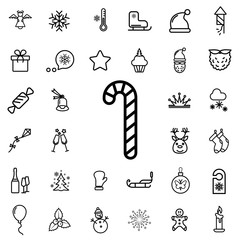 Candy Cane. winter, celebration, christmas line icon set